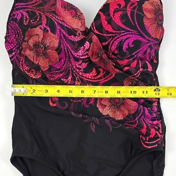 MIRACLESUIT Women's One Piece Tummy Control Swimsuit Black Pink Floral Size 10 - Picture 8 of 11